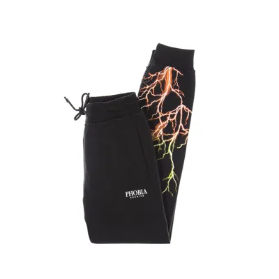Phobia Lightweight Men's Tracksuit Pants Orange Yellow Lightning Pants In Black/orange/yellow