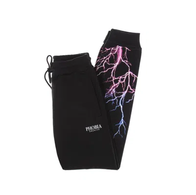 Phobia Lightweight Men's Tracksuit Pants Pink Light Blue Lightning Pants In Black/pink/light Blue