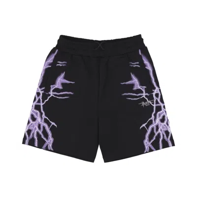 Phobia Lightweight Tracksuit Pants Men Lateral Lightning Print Shorts Black/purple In Multi