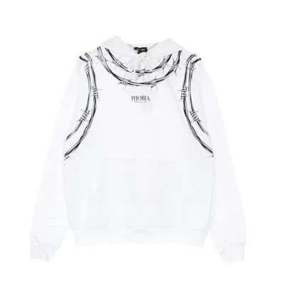 Phobia Men's Lightweight Hooded Sweatshirt Barbed Wire Hoodie White