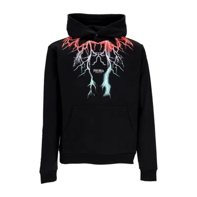 Phobia Men's Lightweight Hooded Sweatshirt Bicolor Lightning Print Hoodie Black