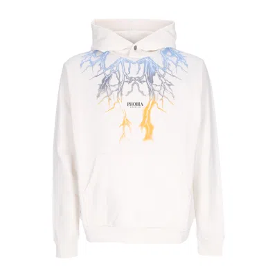 Phobia Men's Lightweight Hooded Sweatshirt Bicolor Lightning Print Hoodie White
