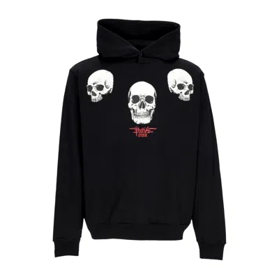 Phobia Men's Lightweight Hooded Sweatshirt Triple Skull Print Hoodie Black/red