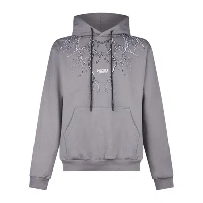 Phobia Men's Lightweight Hoodie Embroidery Lightning Hoodie Grey/white