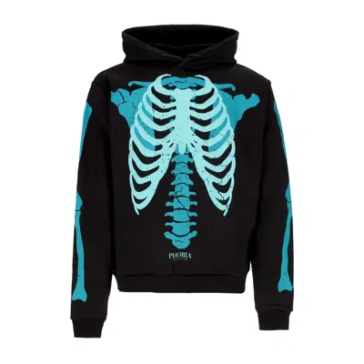 Phobia Men's Lightweight Hoodie Skeleton Print Hoodie Black/petrolium