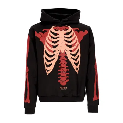 Phobia Men's Lightweight Hoodie Skeleton Print Hoodie Black/red