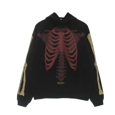 Phobia Men's Lightweight Hoodie Skeleton Print Hoodie Black/red