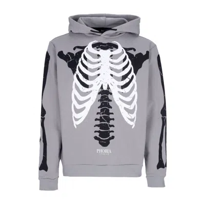 Phobia Men's Lightweight Hoodie Skeleton Print Hoodie Grey/white