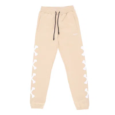 Phobia Men's Lightweight Tracksuit Pants Cross Bones Pants Beige/white