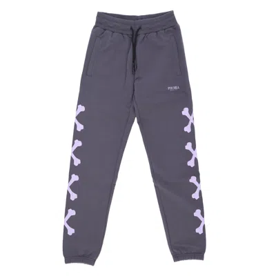 Phobia Men's Lightweight Tracksuit Pants Cross Bones Pants Grey/lilac