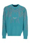 Phobia Men's Sweater Dark Jacquard Lightning And Logo Jumper Balsam Green In Balsam Green