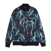 Phobia Men's Tracksuit Jacket All Over Lightning Sweatshirt Black/lightblue In Black/lightblue