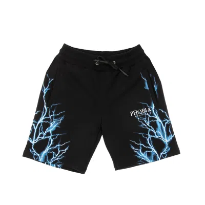 Phobia Men's Tracksuit Shorts Light Blue Lightning Shorts Black/light Blue