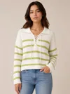 Phoebe Jon Cori Drawstring Sweater In Citron/white In Neutral