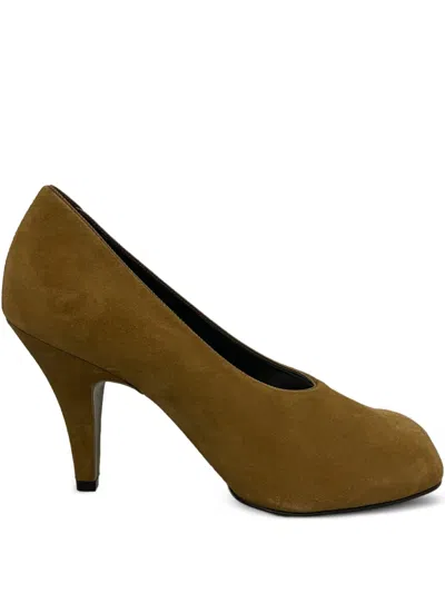 Phoebe Philo 90mm Suede Square-toe Pumps In Brown