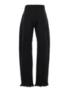 Phoebe Philo Arch Black Jeans With Belt Loops And Fringed Hem In Denim Woman In Black