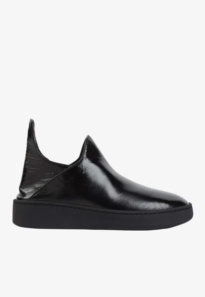 Phoebe Philo Asymmetric Leather Slip-on Sneakers In Black
