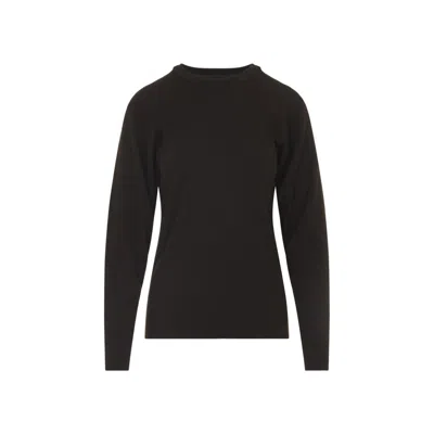 Phoebe Philo Batwing Dark Green Wool Sweater With Relaxed Elegance In Black