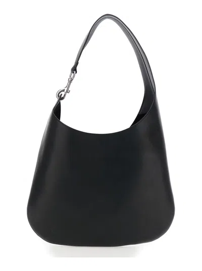 Phoebe Philo 'bean' Black Shouder Bag With One Top Chunky Handle In Leather Woman