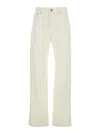 Phoebe Philo Beige Jeans With Belt Loops And Tapered Leg In Denim Woman In Neutral