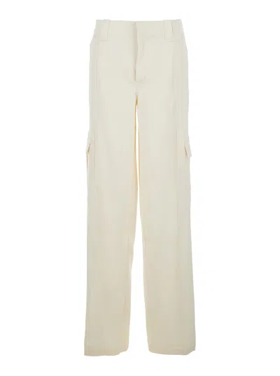 Phoebe Philo Beige Pants With Rear Elastic Waist In Silk Woman In White
