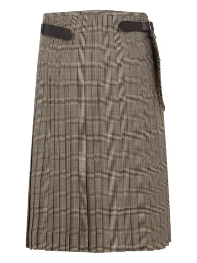 Phoebe Philo Belted Pleated Mini Skirt In Brown
