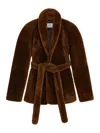 Phoebe Philo Oversized Belted Shearling Coat In Brown