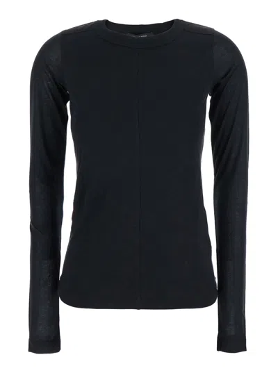 Phoebe Philo Black Crewneck Top With Long Sleeves In Cotton Woman In Blue