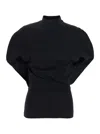 Phoebe Philo Black Crewneck Top With Ribbed Trims And Circular Shape In Cotton Woman In Black