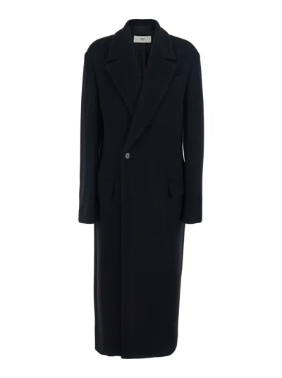 Phoebe Philo Black Double-breasted Coat With Notched Revers In Wool And Cashmere Woman