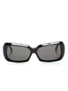 Phoebe Philo Black Frame Sunglasses With Curved Tips And Protective Case In Black