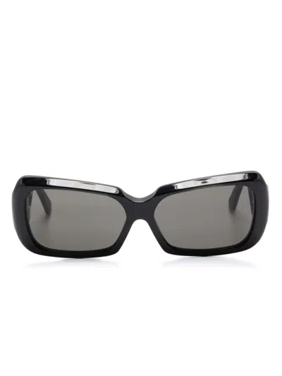 Phoebe Philo Black Frame Sunglasses With Curved Tips And Protective Case
