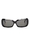 Phoebe Philo Black Frame Sunglasses With Curved Tips And Protective Case In Black