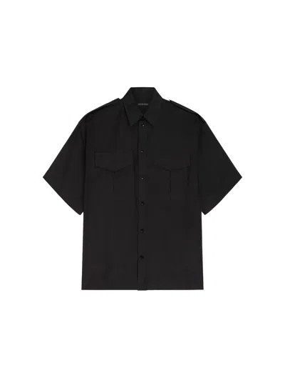Phoebe Philo Black Lightweight Habotai Silk Utility Shirt