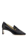 Phoebe Philo Black Pumps With Square Toe And Plaque Detail On The Front In Soft Leather Woman