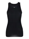 Phoebe Philo Black Ribbed Knit Sleeveless Top With Round Neck In Viscose Woman In Black
