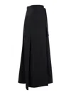 Phoebe Philo Black Wrap Skirt Long Skirt With Pleated Details In Cotton Woman In Black