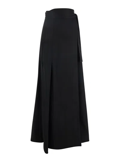 Phoebe Philo Black Wrap Skirt Long Skirt With Pleated Details In Cotton Woman