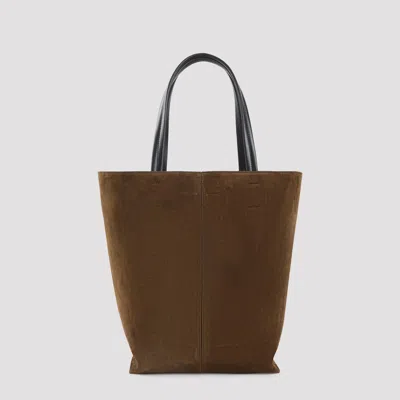 Phoebe Philo Cabas Leather And Suede Basket Bag In Brown