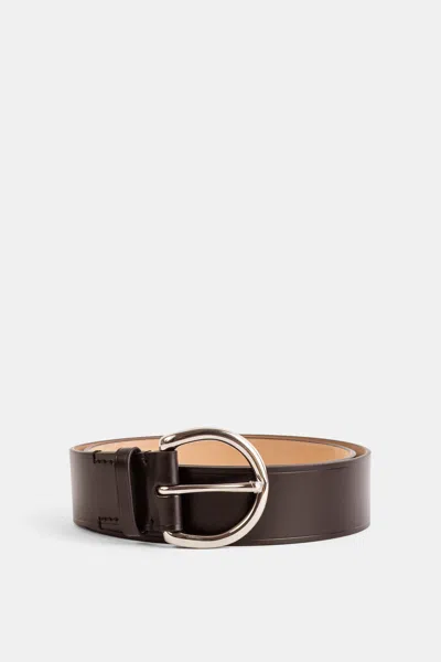 Phoebe Philo Ceinture Boucle Ronde 40mm Cognac Argenté In Brown