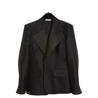 Pre-owned Phoebe Philo Céline 2016 Veste Smoking Fr42 Black Buttonless Bulky Jacket Uk14 Us12 Celine