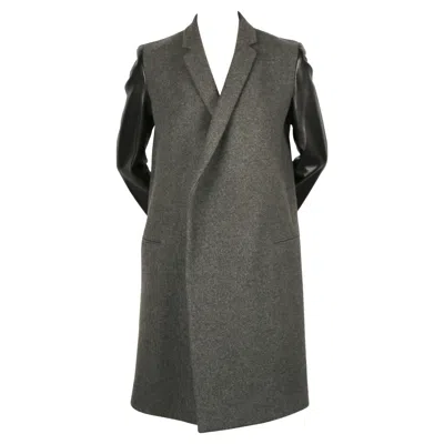 Pre-owned Phoebe Philo Celine By  Charcoal Grey Black Leather Sleeve Coat In Gray