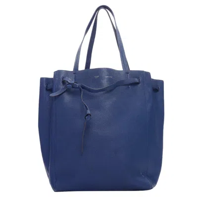 Pre-owned Phoebe Philo Celine Cabas Phantom Dark Blue Leather Silver Logo Medium Tote Bag