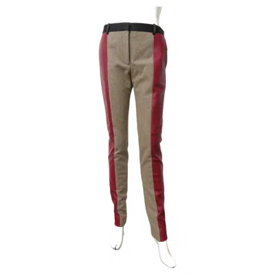 Pre-owned Phoebe Philo Celine Pheobe Philo Color Block Wool And Leather Pants A/w 2011 In Brown