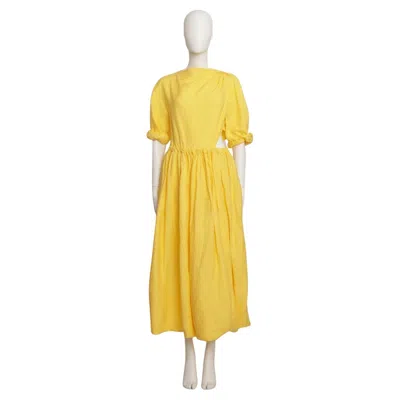 Pre-owned Phoebe Philo Celine  Resort 2018 Maxi Dress W/ Cut Outs In Yellow Linen