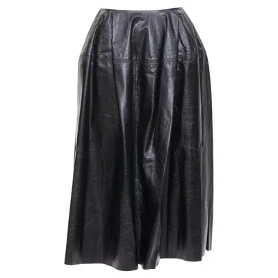 Pre-owned Phoebe Philo Celine  Skirt Light Black Sheepskin Leather Topstitched Skirt Fr34
