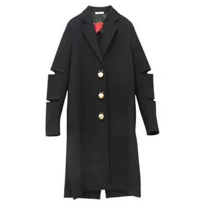 Pre-owned Phoebe Philo Celine  S/s 2015 Runway Coat With Brass Bell Buttons In Black Wool