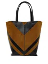 Phoebe Philo Chevron Suede Leather Tote Bag In Black