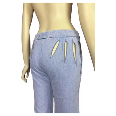 Pre-owned Phoebe Philo Chloe By  Spring 2002 Runway Lavender Denim Trouser W Slash Cut Outs In Purple