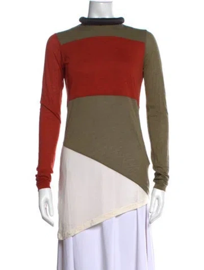Pre-owned Phoebe Philo Colorblock Pattern Mock Neck Top In Neutrals